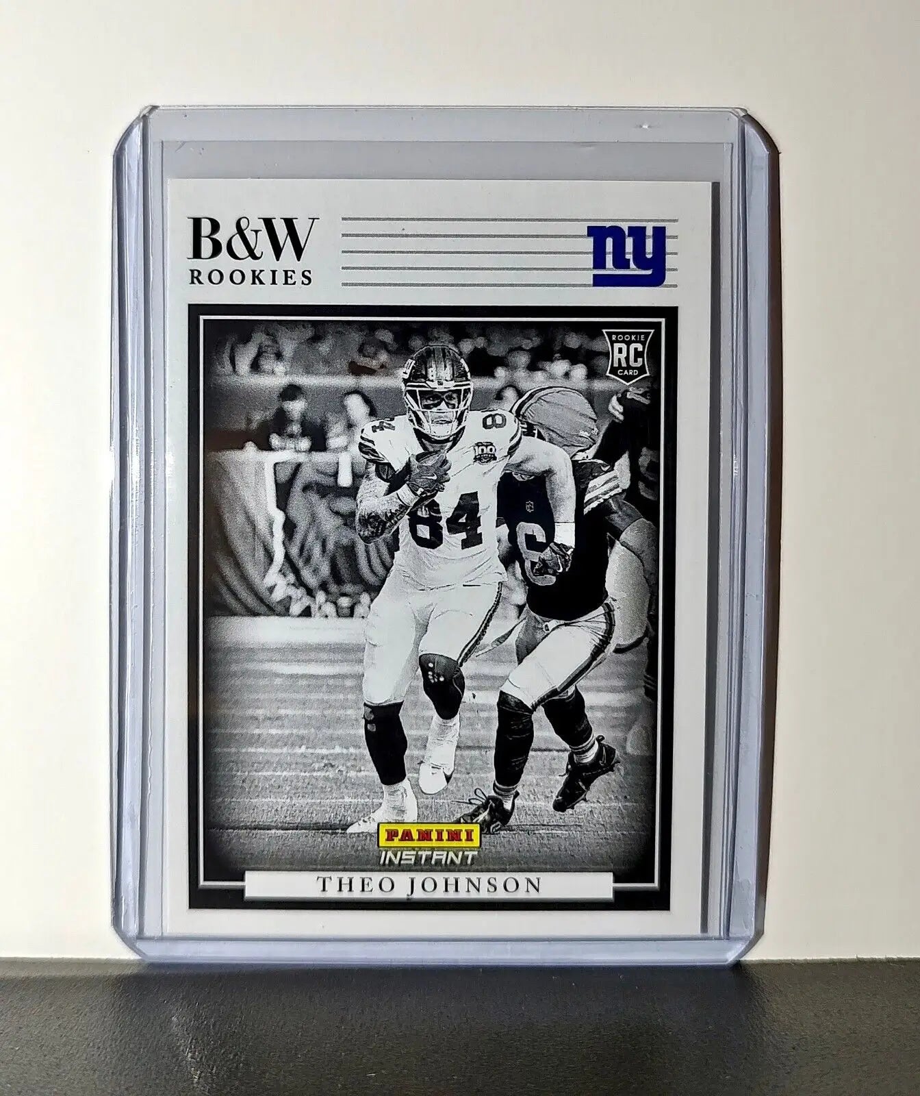 Theo Johnson 2024 Panini NFL #26 Black & White Rookies Card Giants 1 of 680