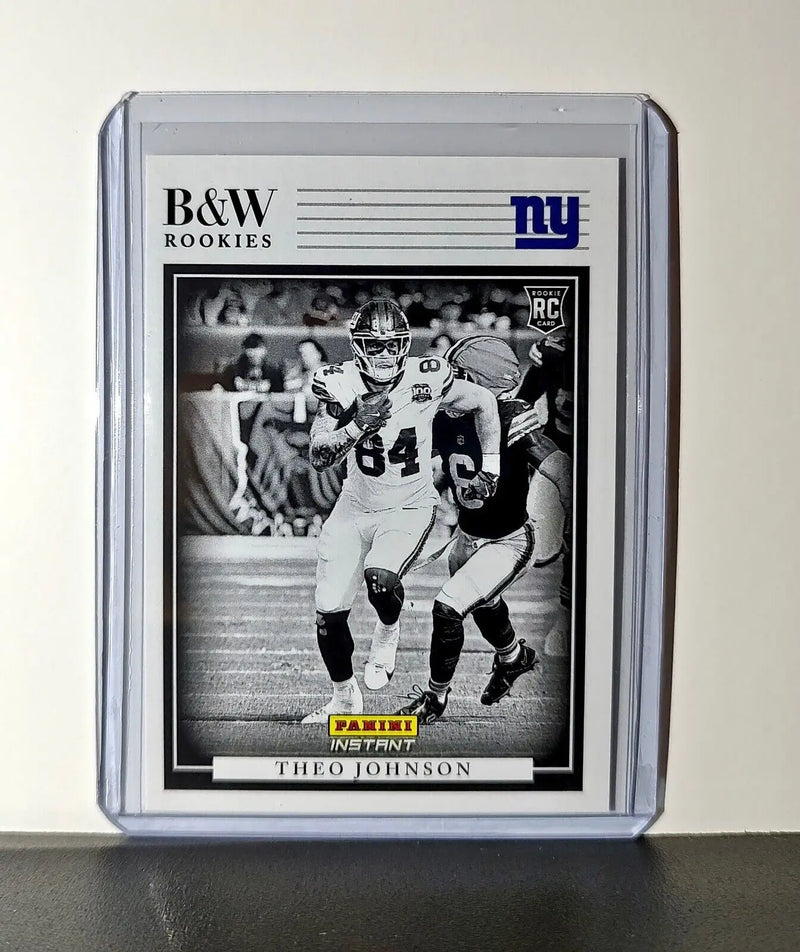 Theo Johnson 2024 Panini NFL #26 Black & White Rookies Card Giants 1 of 680