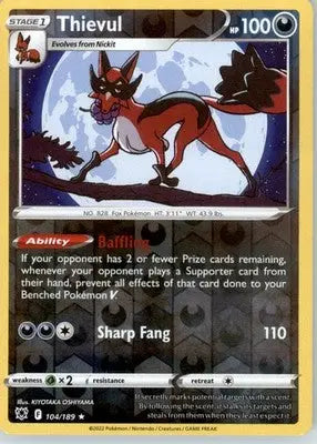 Thievul - SWSH10: Astral Radiance - Reverse Holo LP - #104/189 - Pokémon Card Single