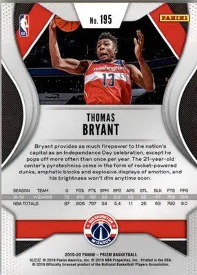 Thomas Bryant - 2019-20 Panini Prizm - #195 - Basketball - Basketball Card Single