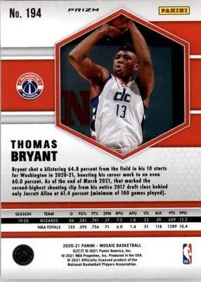 Thomas Bryant - 2020-21 Panini Mosaic - #194 - Mosaic Camo Pink Basketball - Basketball Card Single