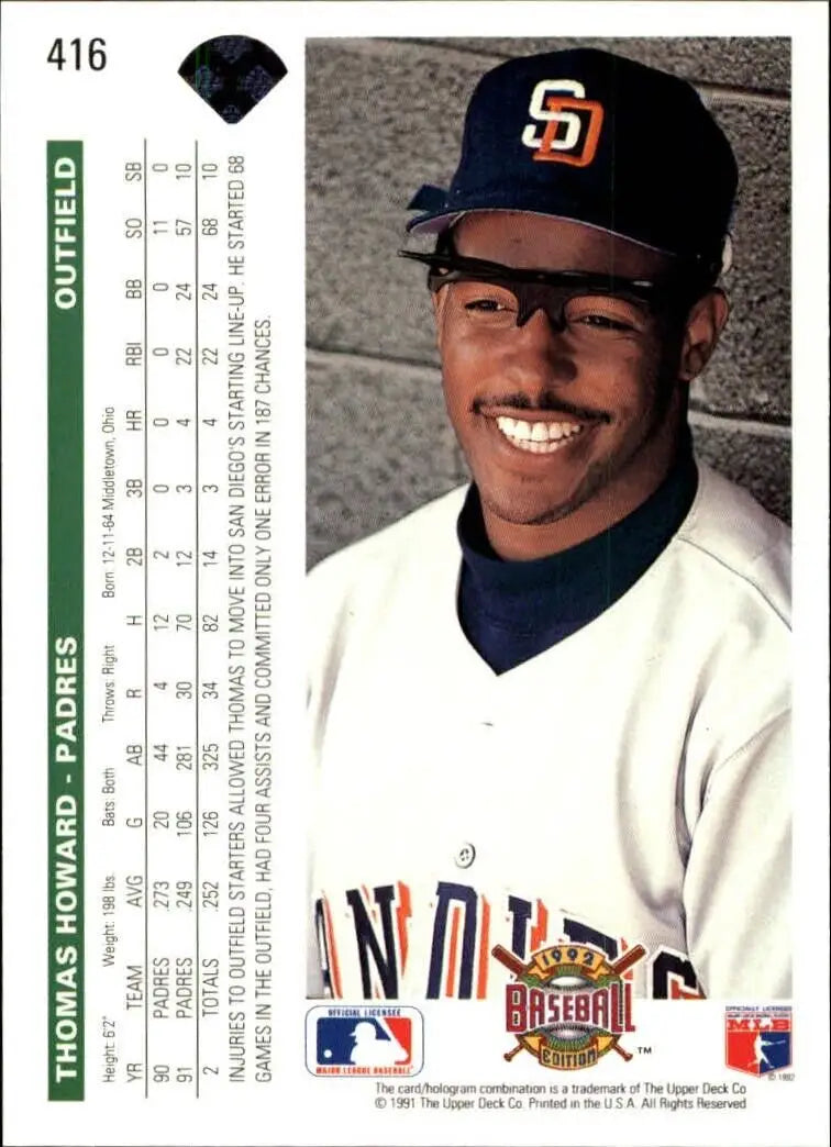 Thomas Howard 1992 Upper Deck MLB #416 Baseball Card San Diego Padres - Baseball Card Single