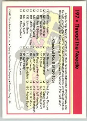 Thread the Needle - 1992 Traks - #197 - Racing - Racing Card Single