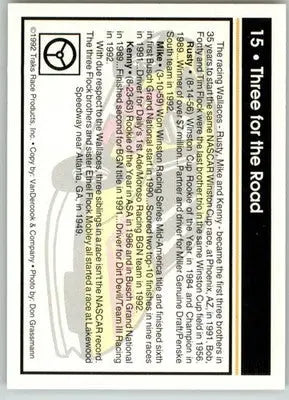 Three for the Road - 1992 Traks - #15 - Racing - Racing Card Single