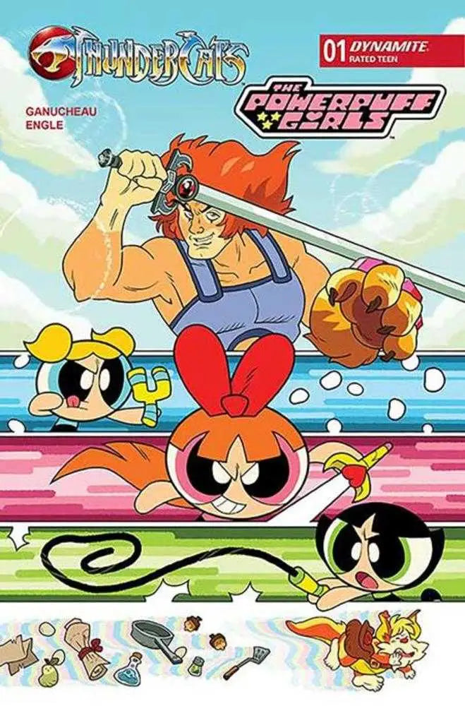 Comic book cover featuring Lion-O and the Powerpuff Girls Coleman Engle variant
