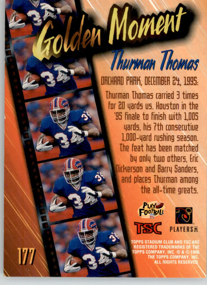 Thurman Thomas - 1996 Stadium Club - #177 - Football - Football Card Single