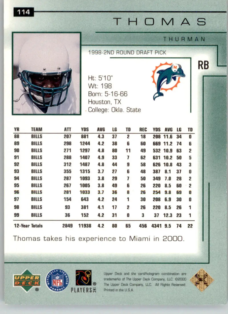 Thurman Thomas - 2000 Upper Deck Encore - #114 - Football - Football Card Single