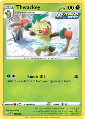 Thwackey - Chilling Reign - 017/198 - Reverse Holo LP Pokemon