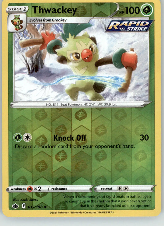 Thwackey - Chilling Reign - 017/198 - Reverse Holo LP Pokemon - Pokémon Card Single