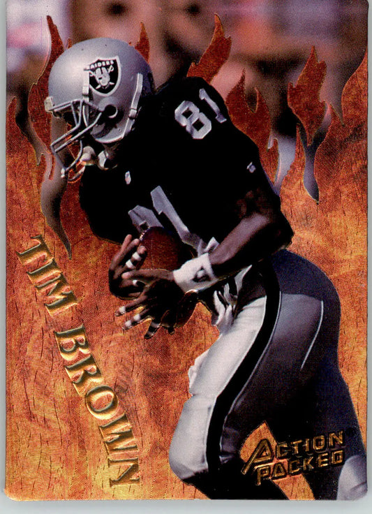 Tim Brown - 1994 Action Packed - #R6 - Catching Fire Football - Football Card Single