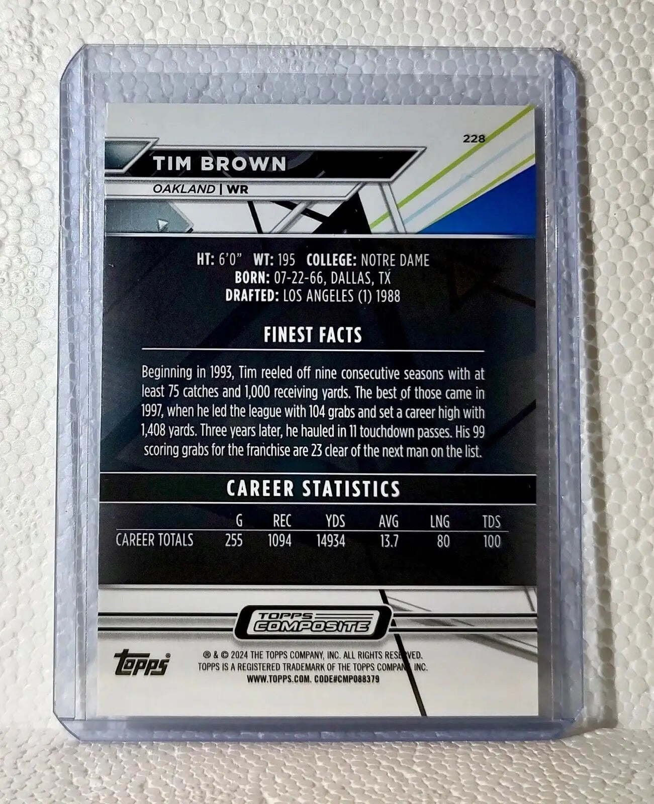 Tim Brown 2023 Topps Finest NFL #228 Football Card Oakland Raiders - Football Card Single