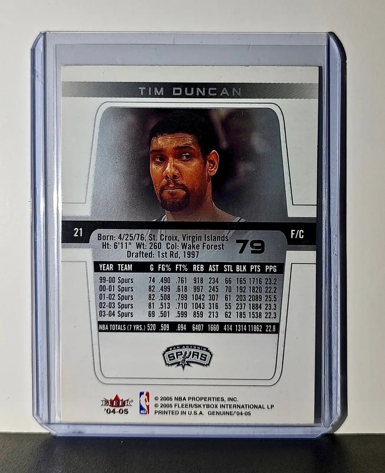 Tim Duncan 2004-05 Fleer Genuine NBA #79 Card San Antonio Spurs