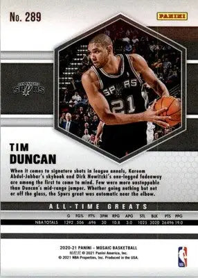Tim Duncan - 2020-21 Panini Mosaic - #289 - Mosaic Basketball - Basketball Card Single