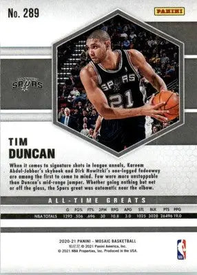 Tim Duncan - 2020-21 Panini Mosaic - #289 - Basketball - Basketball Card Single