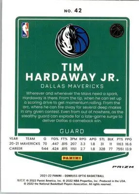 Tim Hardaway Jr. - 2021-22 Donruss Optic - #42 - Purple Basketball - Basketball Card Single