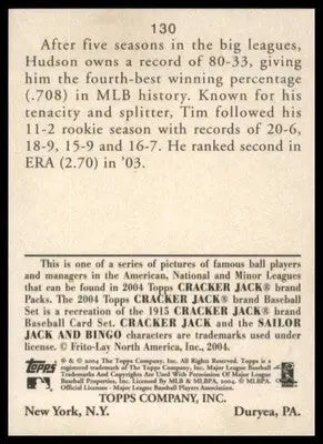 Tim Hudson 2004 Topps Cracker Jack #130 Oakland Athletics - Baseball Card Single