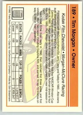 Tim Morgan - 1992 Traks - #189 - Racing - Racing Card Single