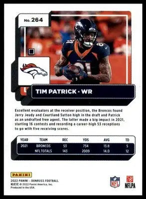 Tim Patrick 2022 Donruss #264 Denver Broncos - Football Card Single