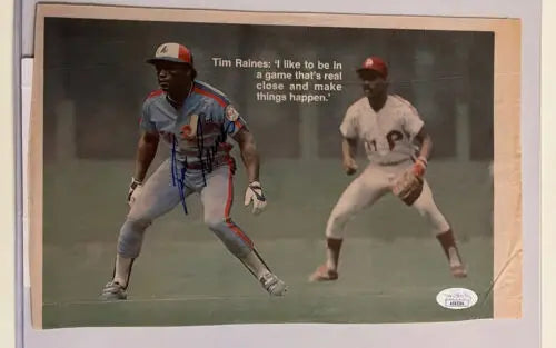 Tim Raines Expos HOF signed baseball poster featured in 1984 Sporting News magazine