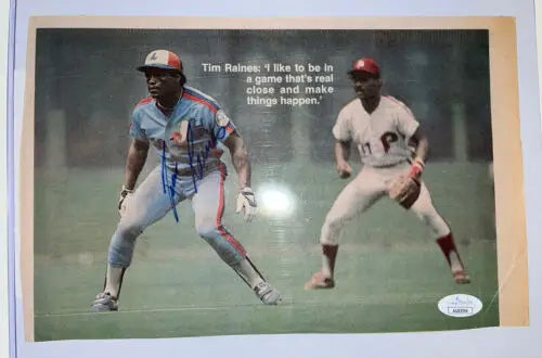 Tim Raines Expos HOF Signed Autograph Baseball Poster for collectors and fans