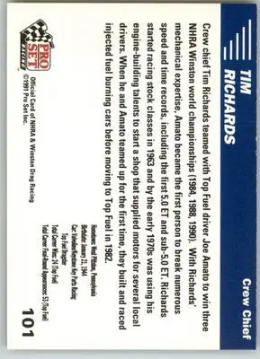 Tim Richards - 1991 Pro Set NHRA - #101 - Racing - Racing Card Single