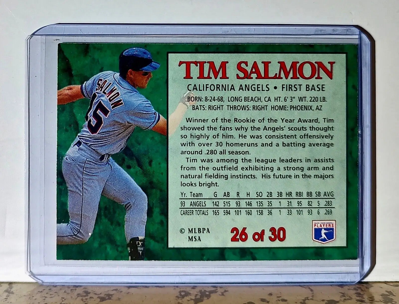 Tim Salmon 1994 Post Collection Rookie Star MLB #26 Card California Angels - Baseball Card Single