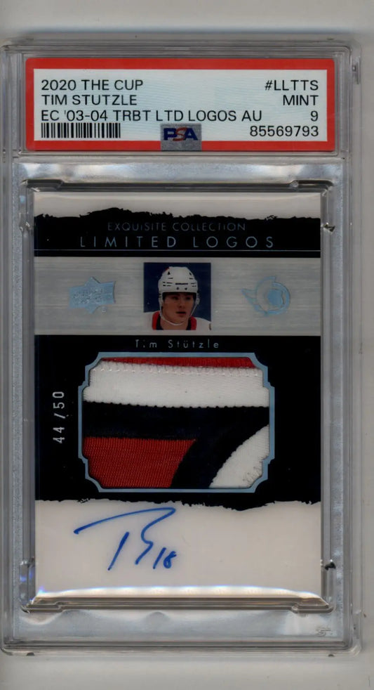 Tim Stutzle 2020-21 The Cup Exquisite Collection Limited Logos 44/50 PSA 9 Mint - Hockey Card Single