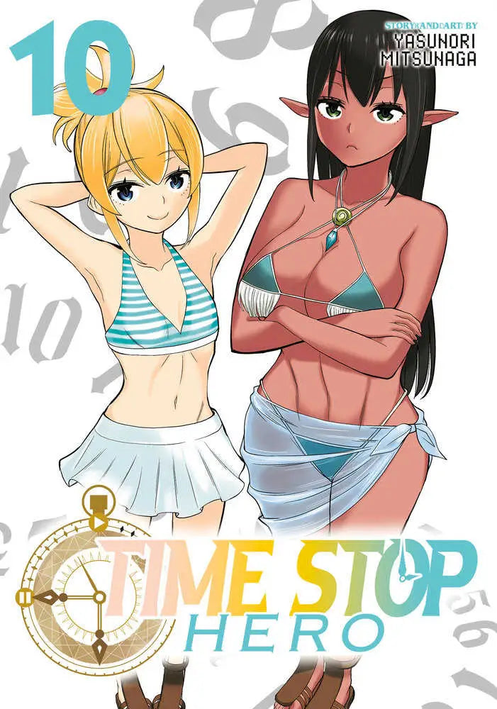 Manga cover of Time Stop Hero Graphic Novel Volume 10 featuring two women in swimwear