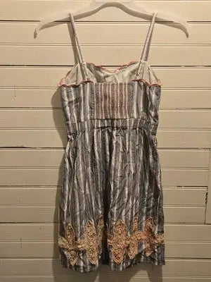 Timi Dress Womens S Striped Sundress Spaghetti Strap Crochet Hem Blue White - Apparel