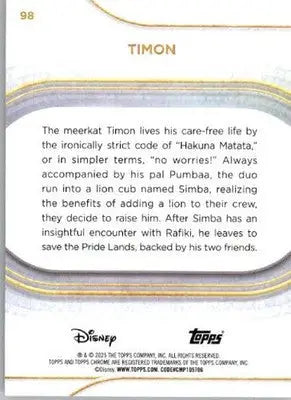 Timon - 2025 Topps Chrome Disney - #98 - Non-Sports Card Single