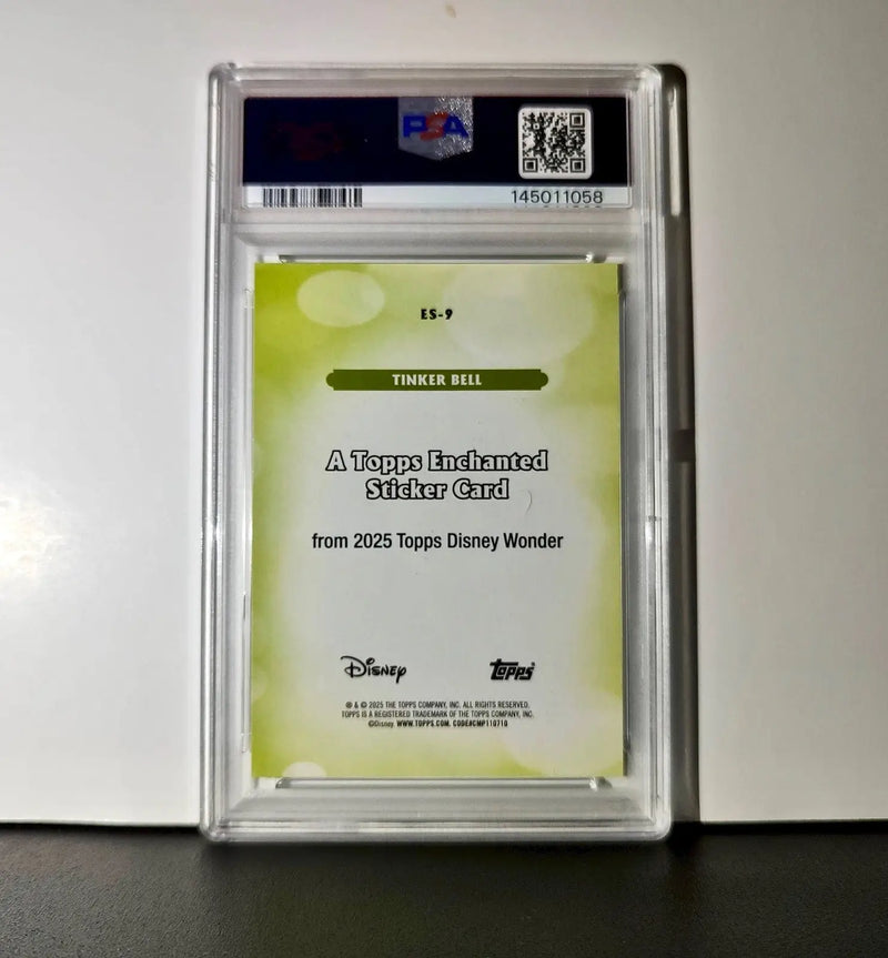 Tinker Bell 2025 Topps Disney #ES-9 Enchanted Sticker Card Peter Pan PSA 9 MT
