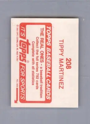 Tippy Martinez - 1984 Topps Stickers - #208 - Baseball - Baseball Card Single