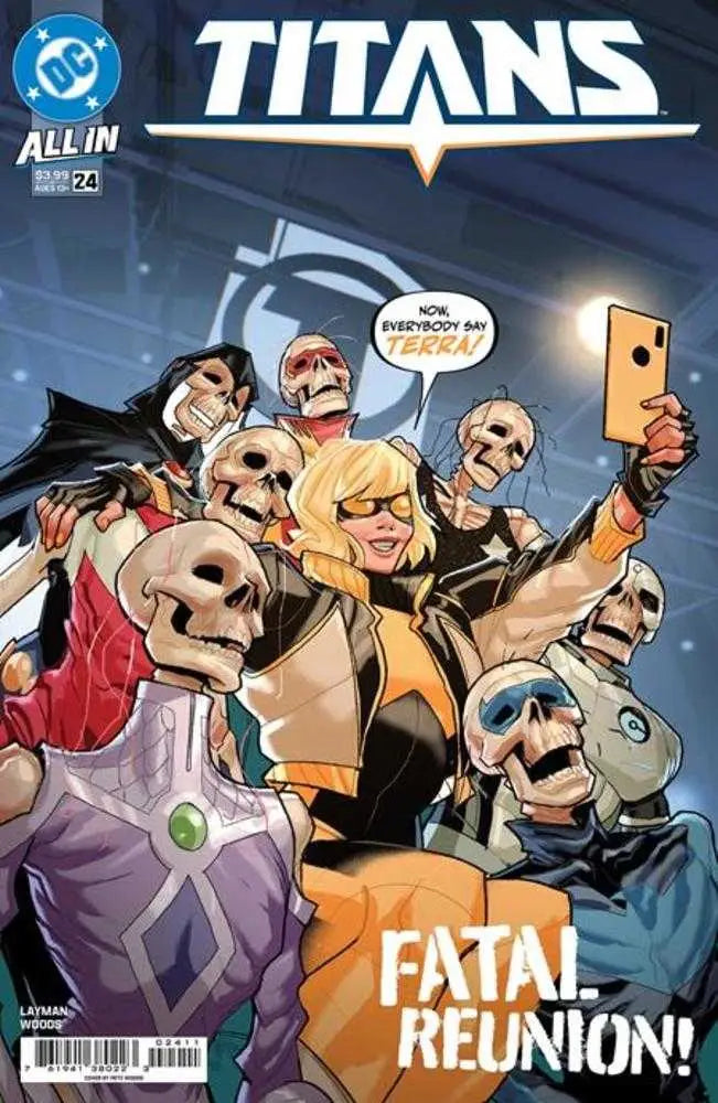 Titans comic book cover featuring artwork by Pete Woods from Titans #24 Cover A