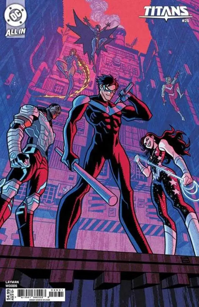 Comic book Titans #25 Cover C Afu Chan card stock variant featuring Titans superhero team against crime syndicate