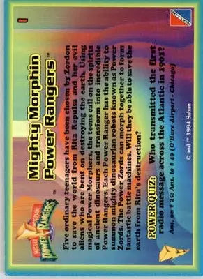 Title Card - 1994 Collect-A-Card Mighty Morphin Power Rangers - #1 - Non-Sports Card Single