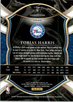 Tobias Harris - 2020-21 Panini Select - #11 - Red White Orange Flash Basketball - Basketball Card Single