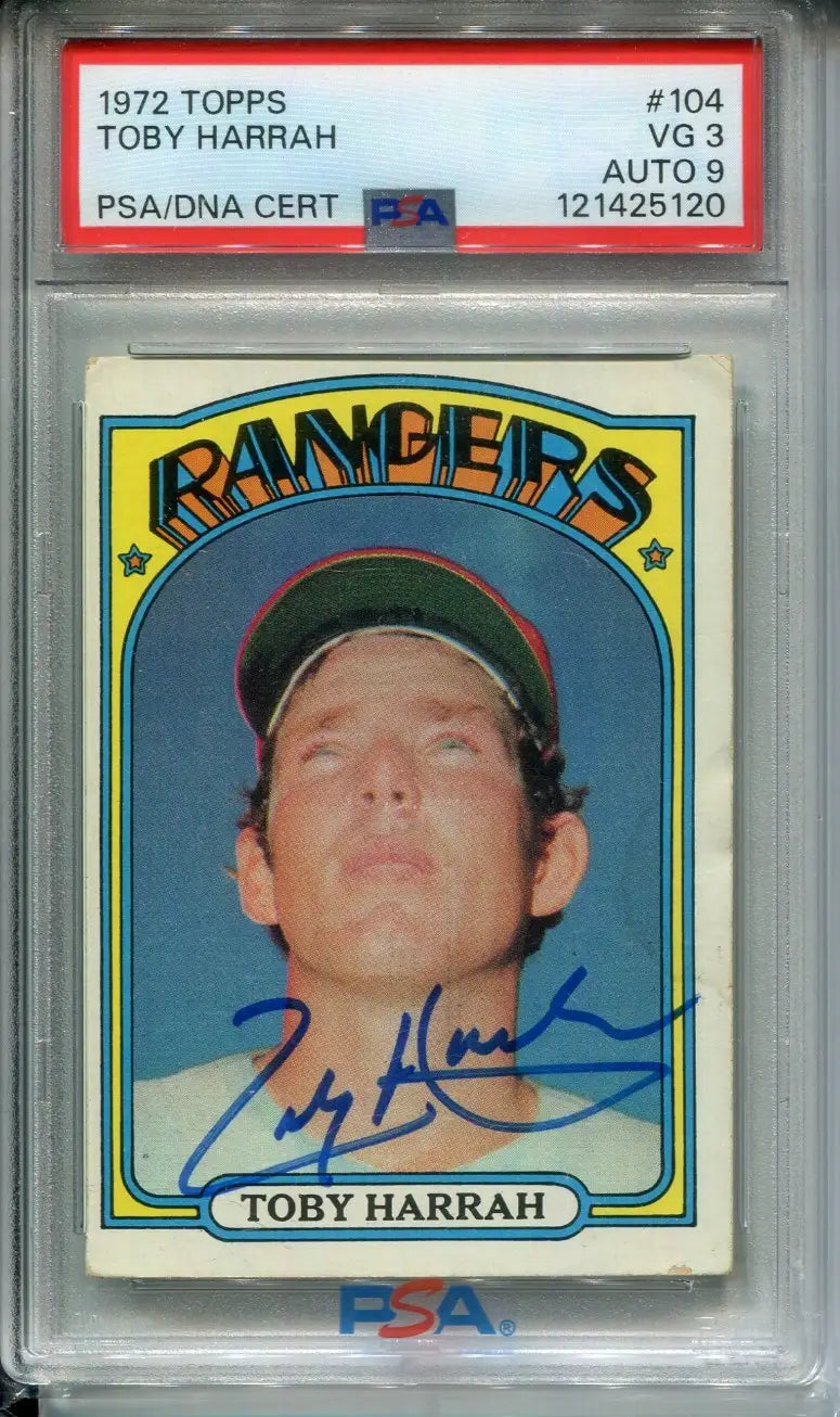 Toby Harrah SIGNED 1972 TOPPS RC #104 PSA 3 DNA 9 Auto Texas RANGERS AUTOGRAPED - Baseball Card Single