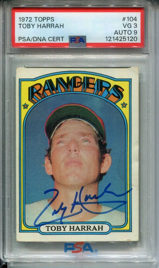 Toby Harrah SIGNED 1972 TOPPS RC #104 PSA 3 DNA 9 Auto Texas RANGERS AUTOGRAPED - Baseball Card Single