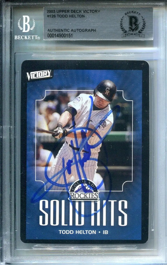 Todd Helton Signed 2003 UD Victory #126 Colorado Rockies Auto BGS BAS Card