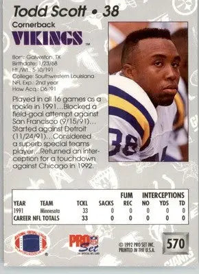 Todd Scott - 1992 Pro Set - #570 - Football - Football Card Single