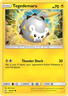 Togedemaru - Cosmic Eclipse - 74/236 - Reverse Holo LP Pokemon - Pokémon Card Single