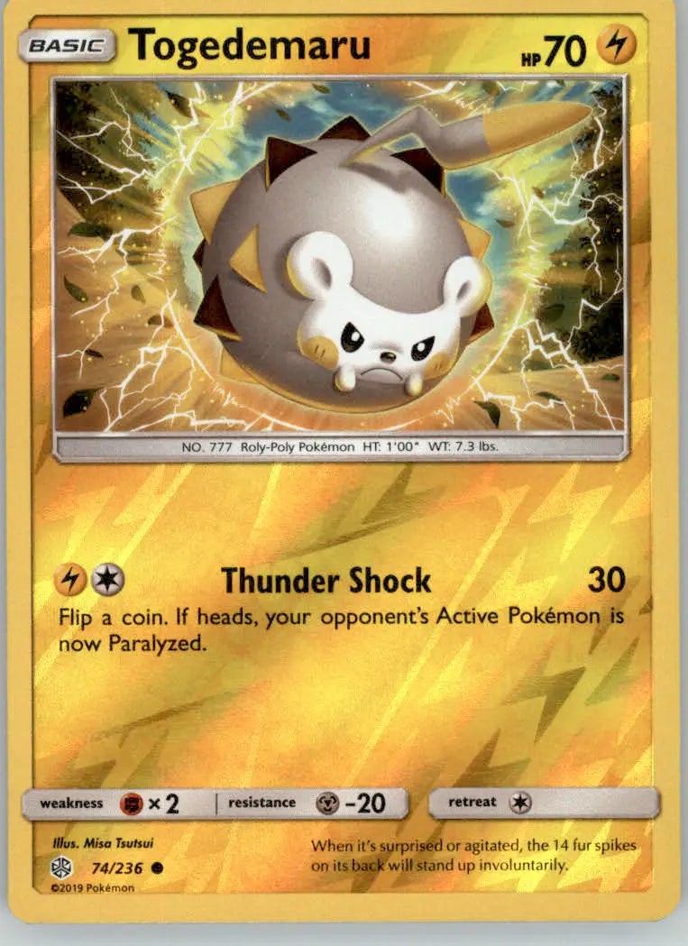 Togedemaru - Cosmic Eclipse - 74/236 - Reverse Holo LP Pokemon - Pokémon Card Single