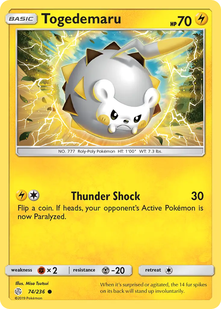 Togedemaru - Cosmic Eclipse - 74/236 - Reverse Holo LP Pokemon - Pokémon Card Single