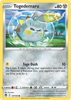 Togedemaru - Silver Tempest - 127/195 - Reverse Holo LP Pokemon - Pokémon Card Single