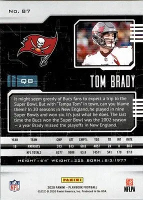 Tom Brady - 2020 Panini Playbook - #87 - Football - Football Card Single