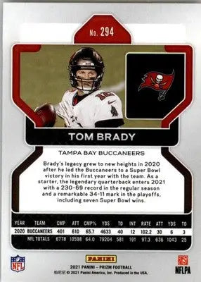 Tom Brady - 2021 Panini Prizm - #294 - Football - Football Card Single