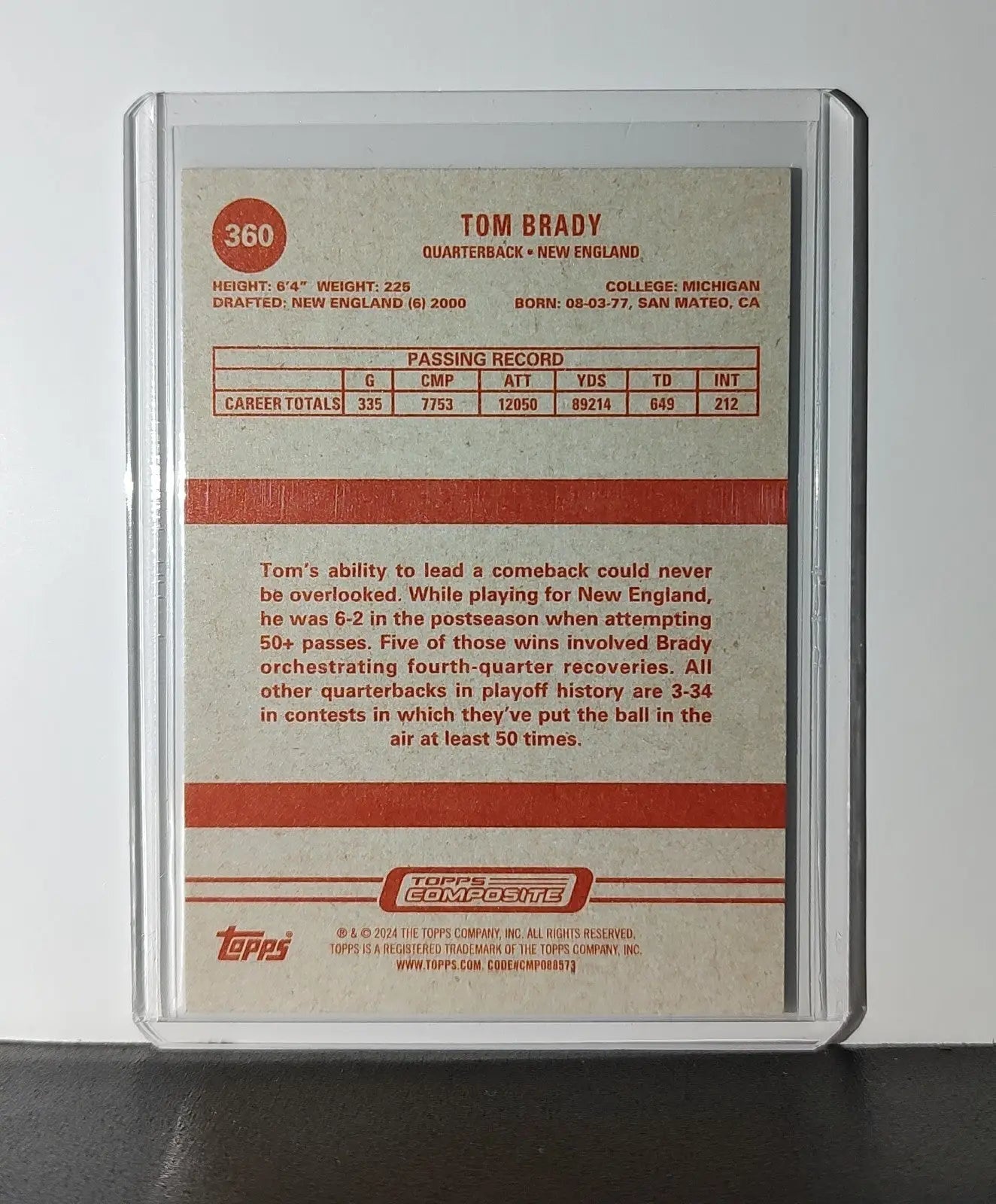 Tom Brady 2023 Topps NFL #360 Card New England Patriots