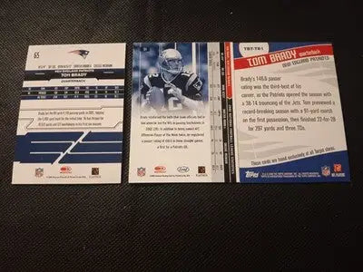 Tom Brady - 3 card lot. Topps/Target 2003; Leaf Stars 2003 2006. NRMT+ - Football Card Single