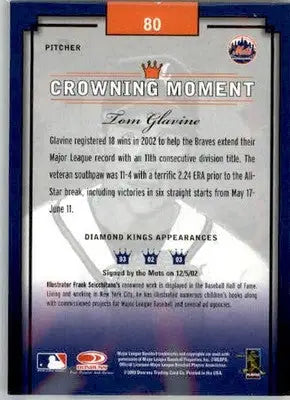 Tom Glavine - 2003 Donruss Diamond Kings - #80 - Baseball - Baseball Card Single