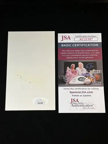 Autographed Tom Grieve photo index card with certification for Texas Rangers fans